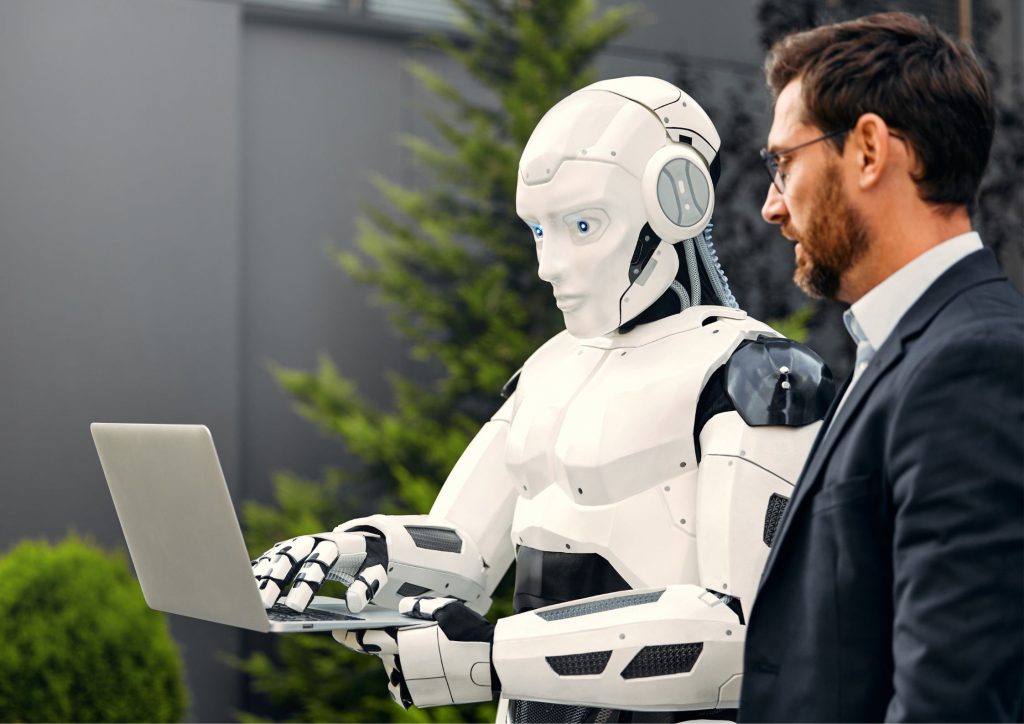 human with robot