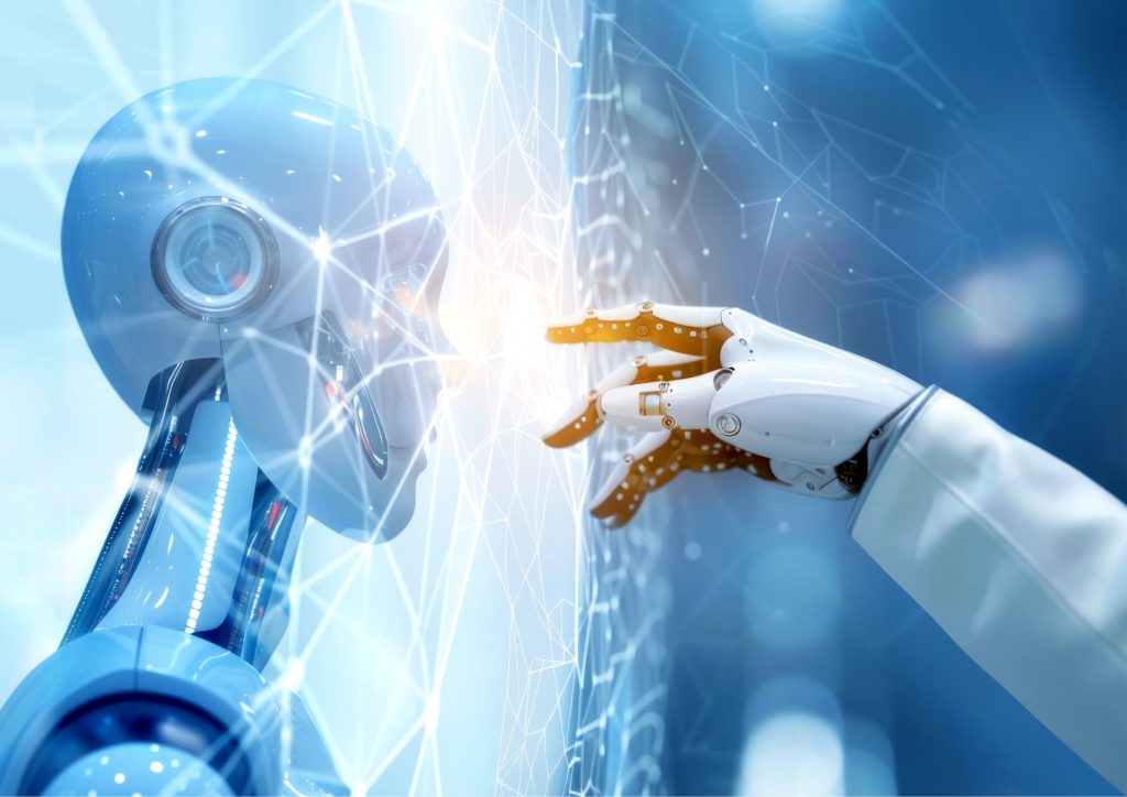 human with robot